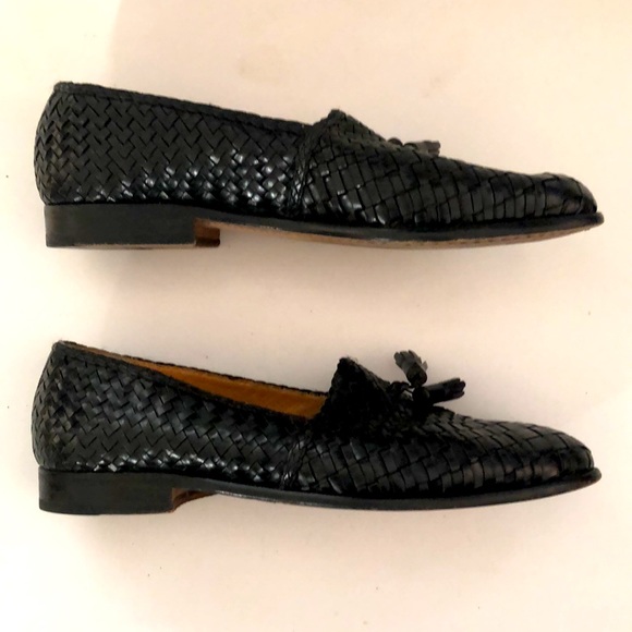 David’s 9 Mens (10.5 Women’s) Loafer Black Leather Upper Lining Sole Woven Great - Picture 3 of 11
